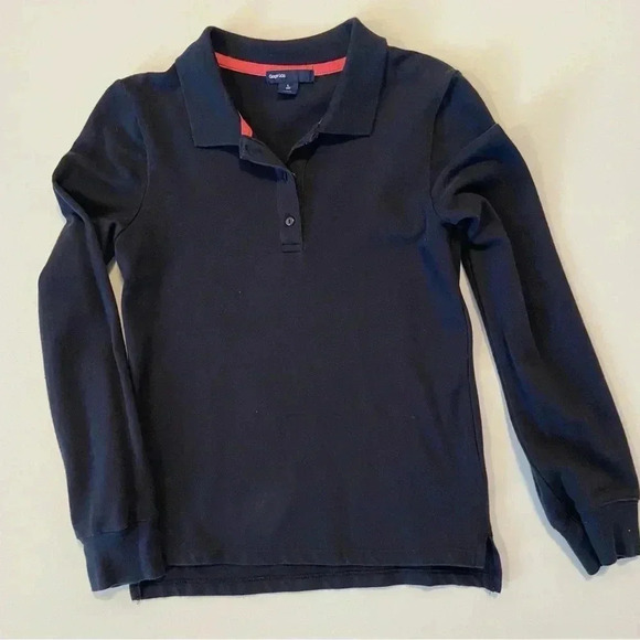 GapKids Long Sleeve Polo Navy/ Pink Collar Band Size L (10) Uniform - Picture 1 of 5